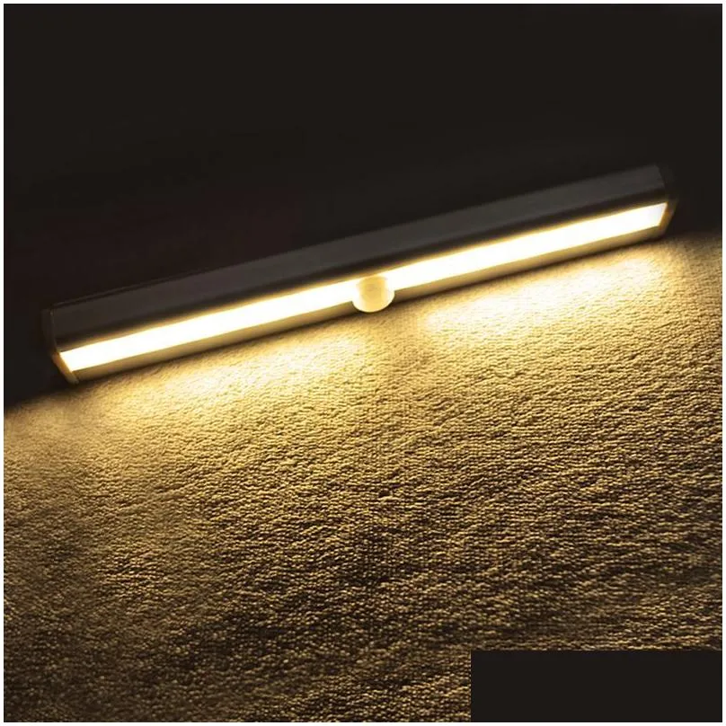 led night light 10leds motion sensor closet cabinet light auto ir infrared induction lamp nightlight for bedroom kicthen stairs