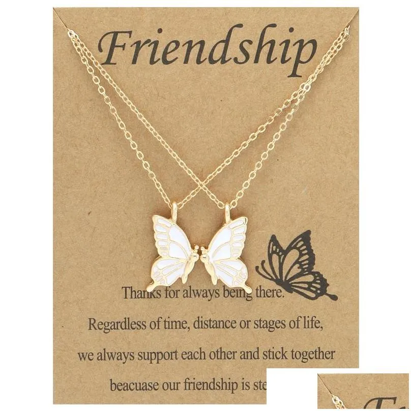 Pendant Necklaces Butterfly Pendant Necklaces With Gift Card Animal Necklace For Women Girls Friendship Fashion Jewelry Drop Delivery Dhre8