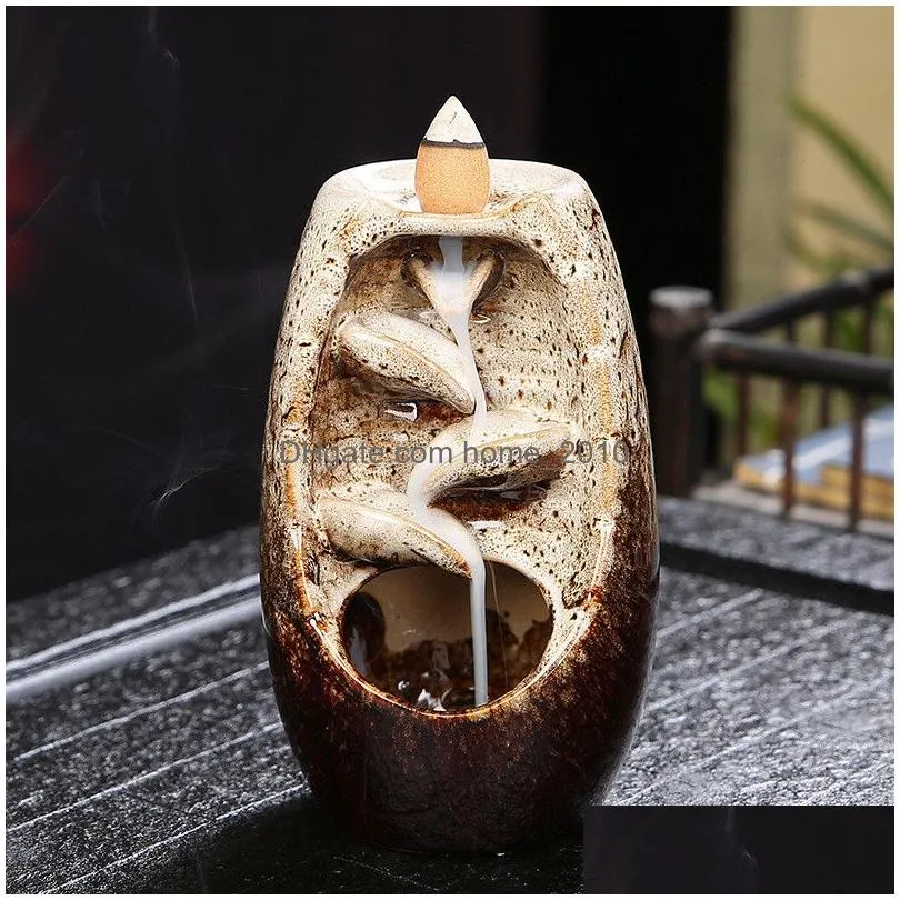 fragrance lamps ceramic incense smoke backflow waterfall incense holder smoke waterfall ornaments for home decoration 230926