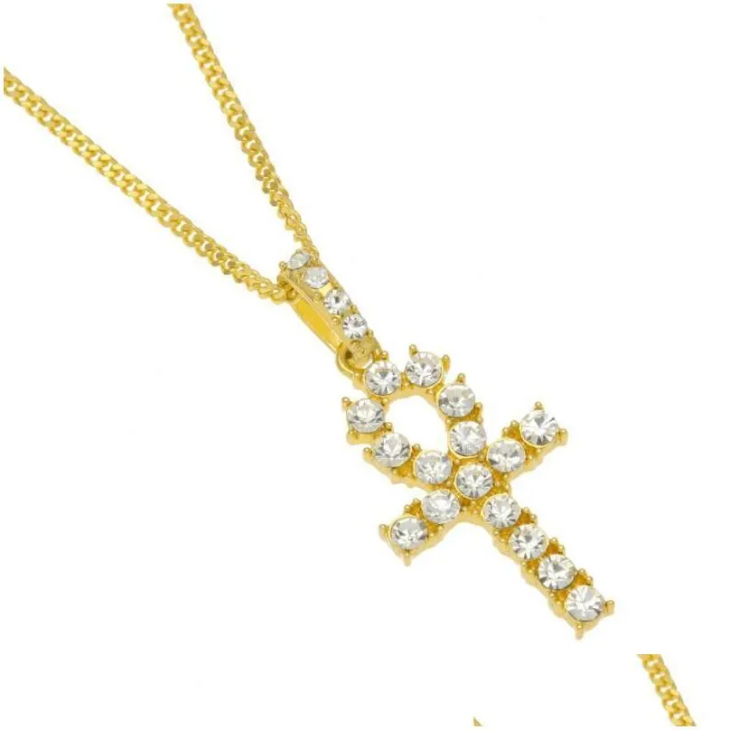 Pendant Necklaces Rhinestone Cross Necklace Zinc Alloy Pendant Necklaces For Women Men Fashion Jewelry Drop Delivery Jewelry Necklaces Dht4I