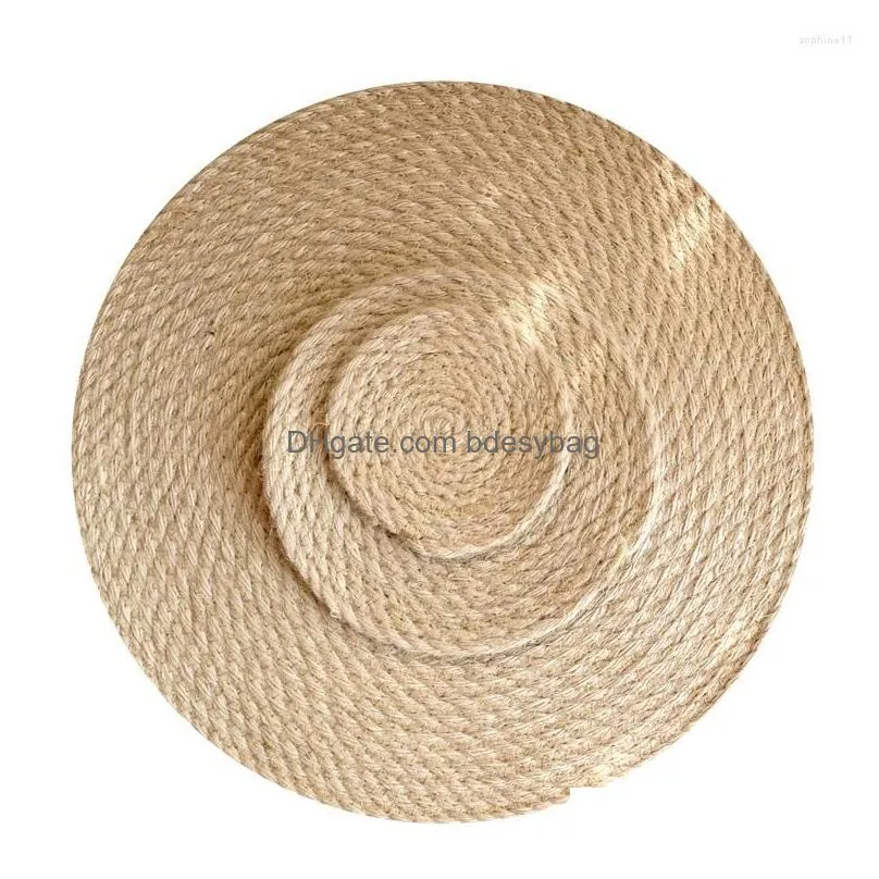 Mats & Pads Table Mats Handmade Weave Non-Slip Placemat Corn Hl For Dinne Linen Round Insation Pads Home Decor 0045 Drop Delivery Home Dhb2O