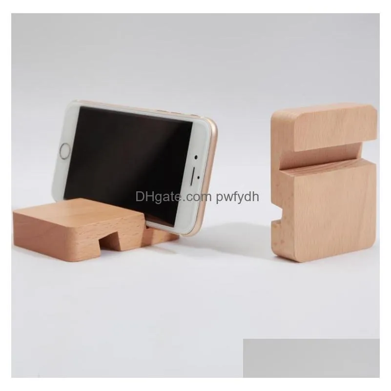 100pcs beech wood phone stand holder for iphone 6 6s 7 plus mobile phone-stand universal wooden stands holders sn5311