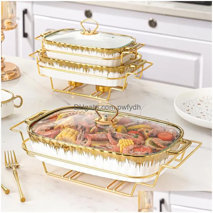 dinnerware sets light luxury stockpot with cover square casserole rack two ears candlestick ceramic dry pot heated enamel