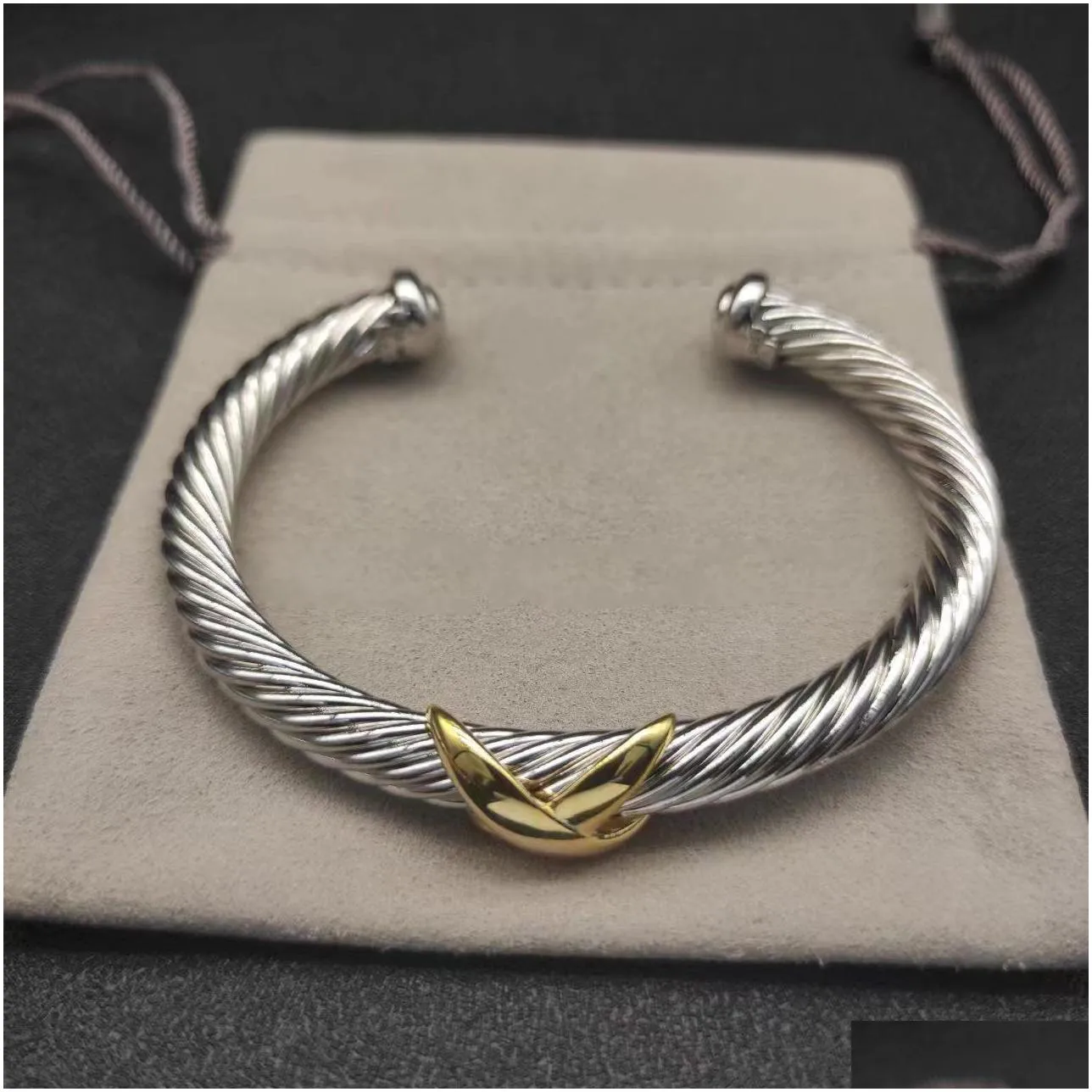 Bangle Diamond Bracelet Dy Bracelets Luxury Jewelry Woman Men Sier Gold Pearl Head Stone X Shaped Cuff Fashion Jewelrys Designers Part Dhqsw