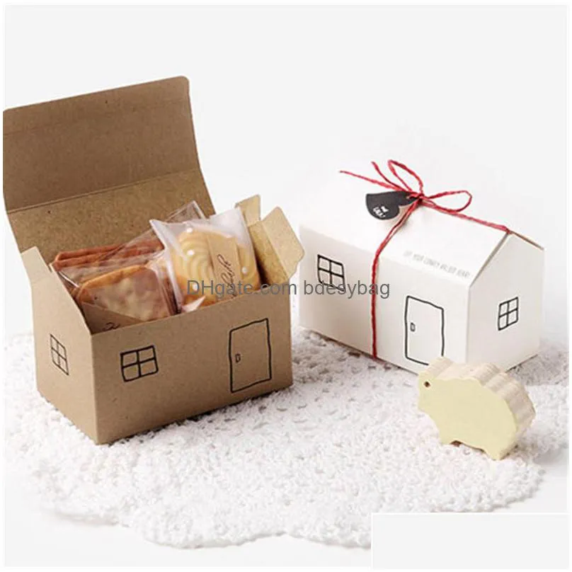 cute gift box nougat cookie boxes candy cake baking paper carton birthday party wedding wrapping house shape box ct0190