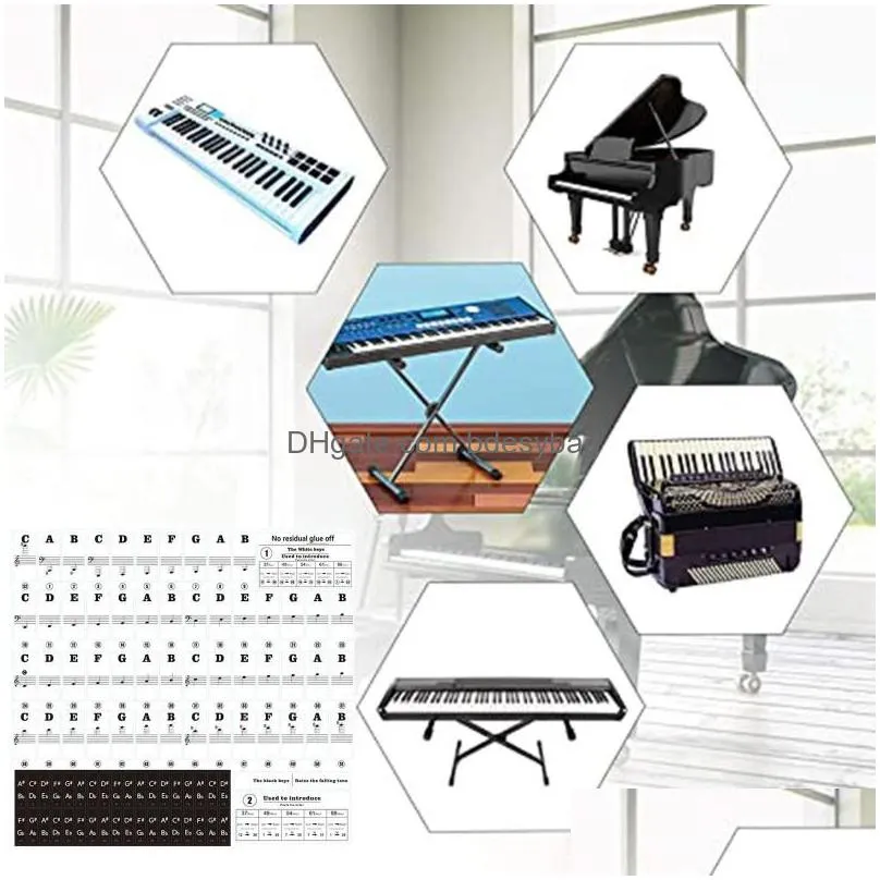 Gift Wrap Gift Wrap 88/61/54/49/37 Keys Transparent Stickers For Childrens Piano Keyboard Home Decoration Accessories Wall Drop Delive Dhjpk