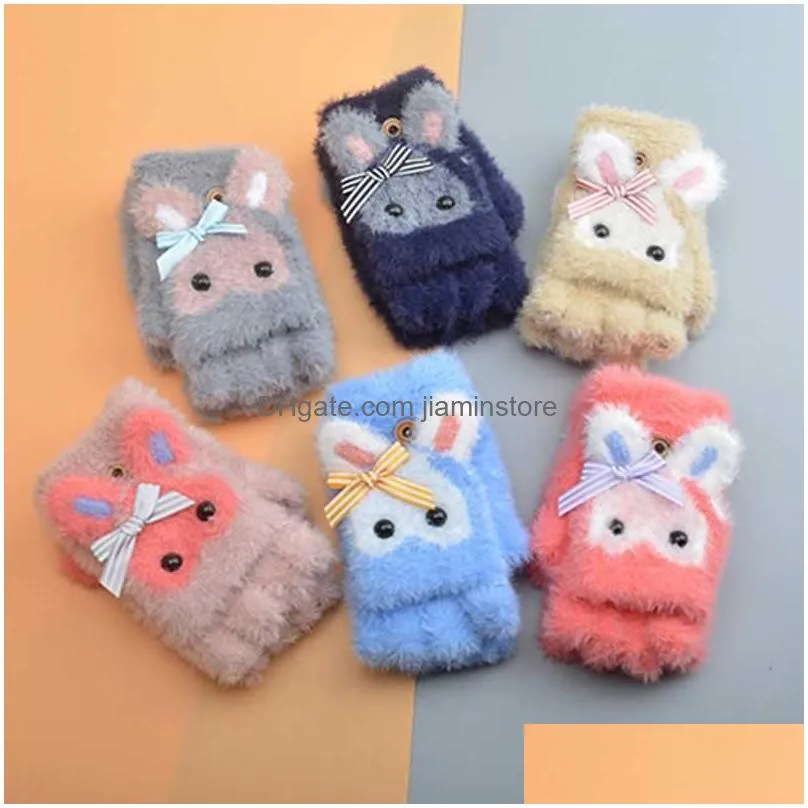 Fingerless Gloves Fingerless Gloves Childrens Half-Finger Boys And Girls In Winter Keep Warm Cute Children Write Five Fingers. L221020 Dhqbo