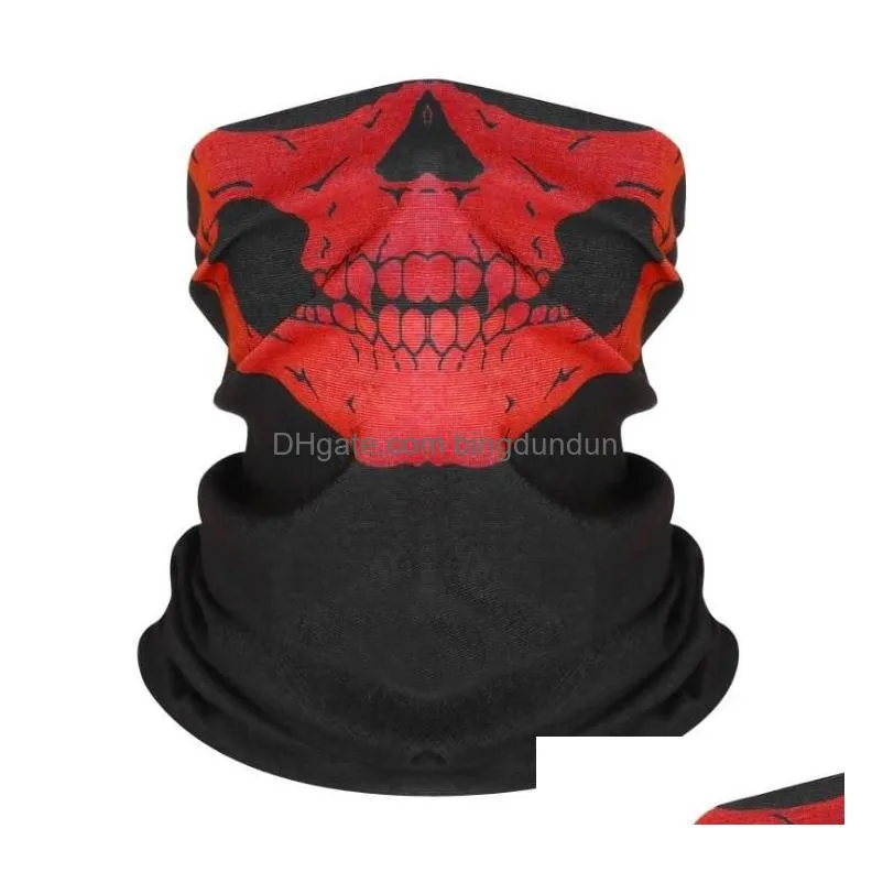 Party Masks Uni Halloween Cosplay Bicycle Ski Skl Half Face Mask Ghost Scarf Bandana Neck Warmer Party Headband Magic Turban Drop Deli Dhkm3