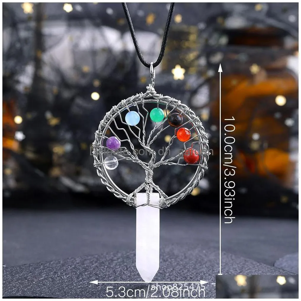 Charms Chakra Tree Of Life Charms Shape Stone Healing Crystal So Pendum For Dowsing Divination Quartz Pendant Drop Delivery Dhgarden Dhjrp