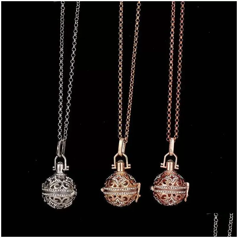 Pendant Necklaces Aromatherapy Diffuser Locket Necklaces For Women Girls Rhinestone Essential Oil Pendant Necklace Fashion Jewelry Dro Dh83C
