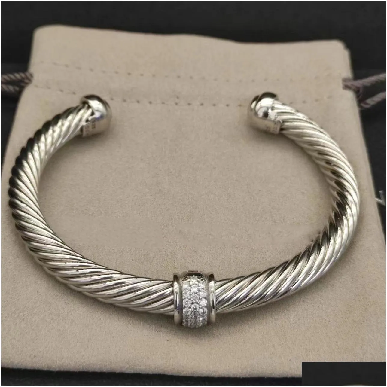 Bangle Diamond Bracelet Dy Bracelets Luxury Jewelry Woman Men Sier Gold Pearl Head Stone X Shaped Cuff Fashion Jewelrys Designers Part Dhqsw