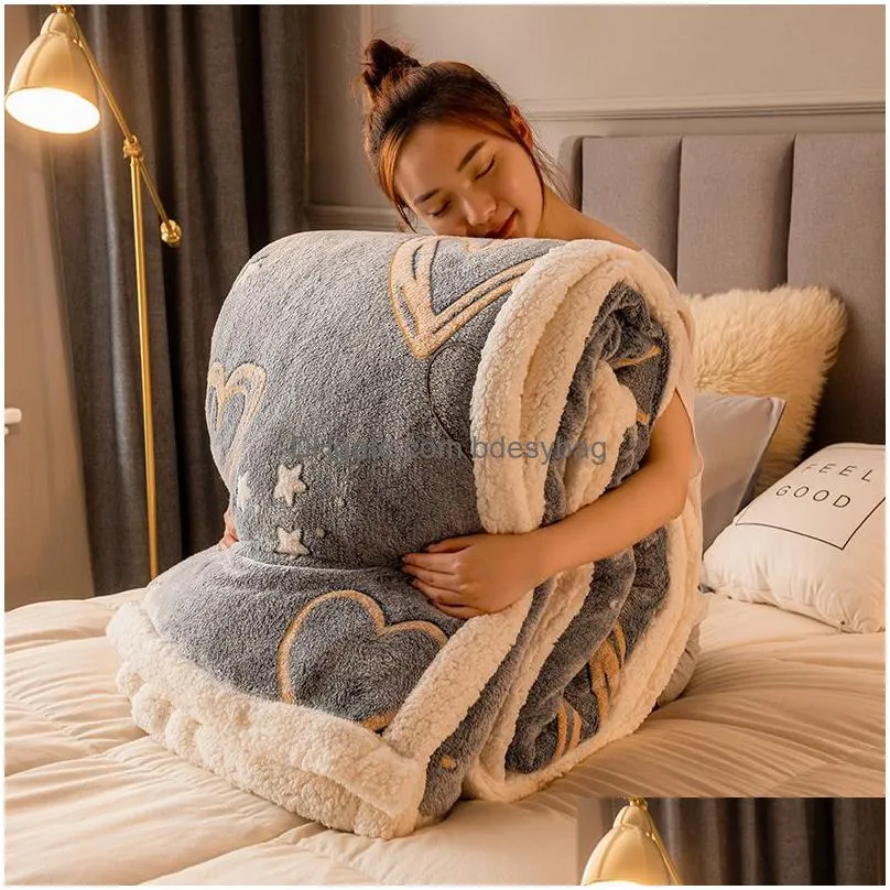 Blankets Blankets Winter Bed Solid Color Fleece Throws Adt Thick Warm Sofa Blanket Super Soft Duvet Er Luxury Drop Delivery Home Garde Dhazd