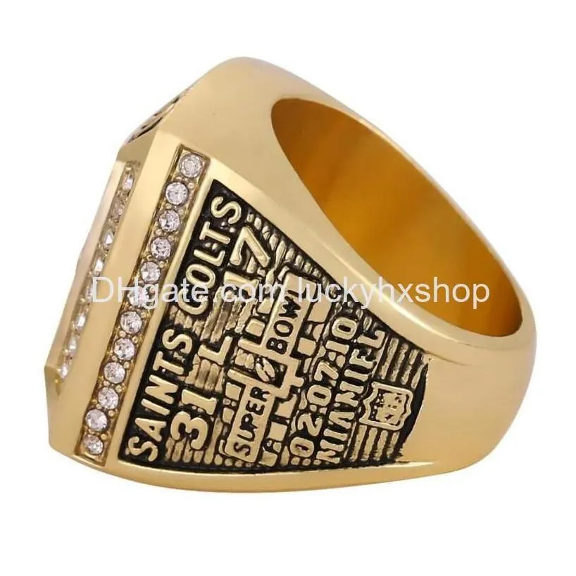 Cluster Rings Wholesale 2009 Saints World Championship Ring Tide Holiday Gifts For Friends Drop Delivery Jewelry Dhbjy