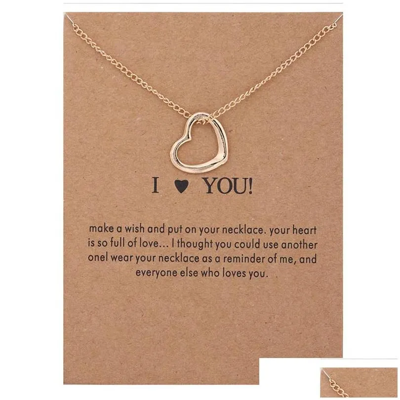 Pendant Necklaces Cute Heart Necklace With Card Love Pendant Necklaces For Women Valentines Day Jewelry Gift Drop Delivery Jewelry Nec Dhf6Q