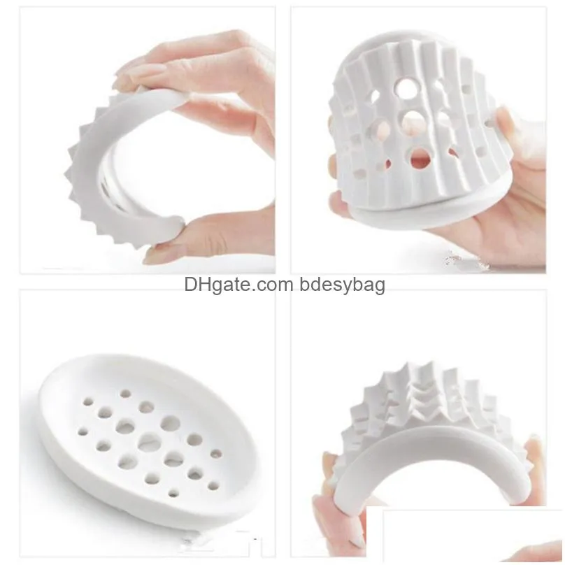 silicone soap dish silicone soap holder case dishes hollowed home travel drain toilet lid bathroom storage box wash shower lz1659