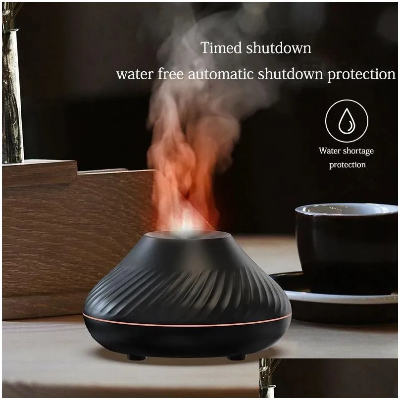 Decorative Objects & Figurines Decorative Objects Figurines Volcanic Flame Aroma Diffuser  Oil Lamp Use Electric Air Humidifi Otgkt