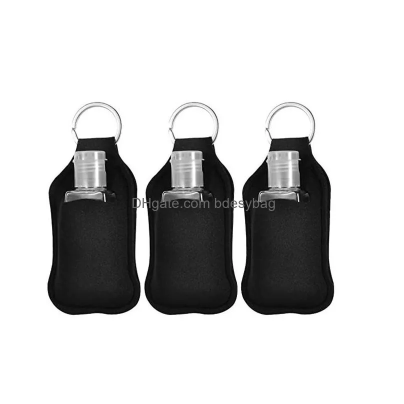 neoprene 30ml bottle bag 30ml sanitizer bottle holder keychain bags key rings hand soap bottle holder lx09999