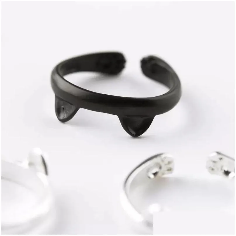 Band Rings Animal Cat Ears Band Rings For Women Girls Lovely Pet Dog Claw Finger Ring Fashion Jewelry Drop Delivery Jewelry Ring Dh1Ws