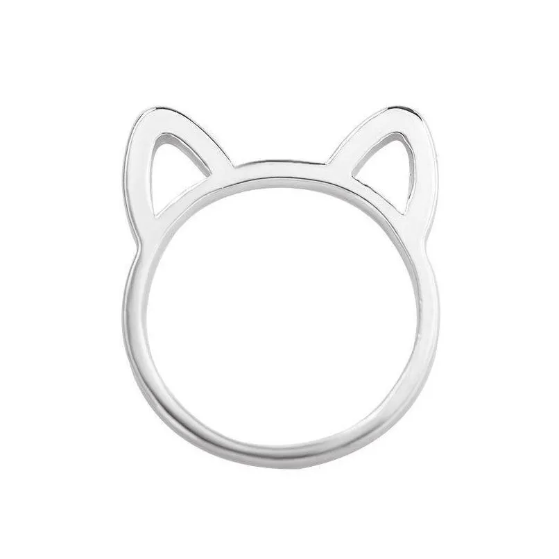 Band Rings Cute Cat Ears Band Ring Rings Animal Ear For Women Girls Fashion Jewelry Drop Delivery Jewelry Ring Dhhwt