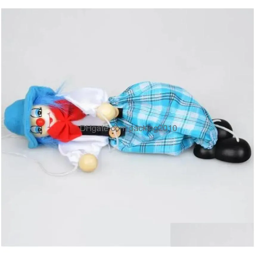 Party Favor Ups 7 Style 25Cm Funny Party Favor Vintage Colorf Pl String Puppet Clown Wooden Nette Handcraft Joint Activity Doll Kids C Otxlz