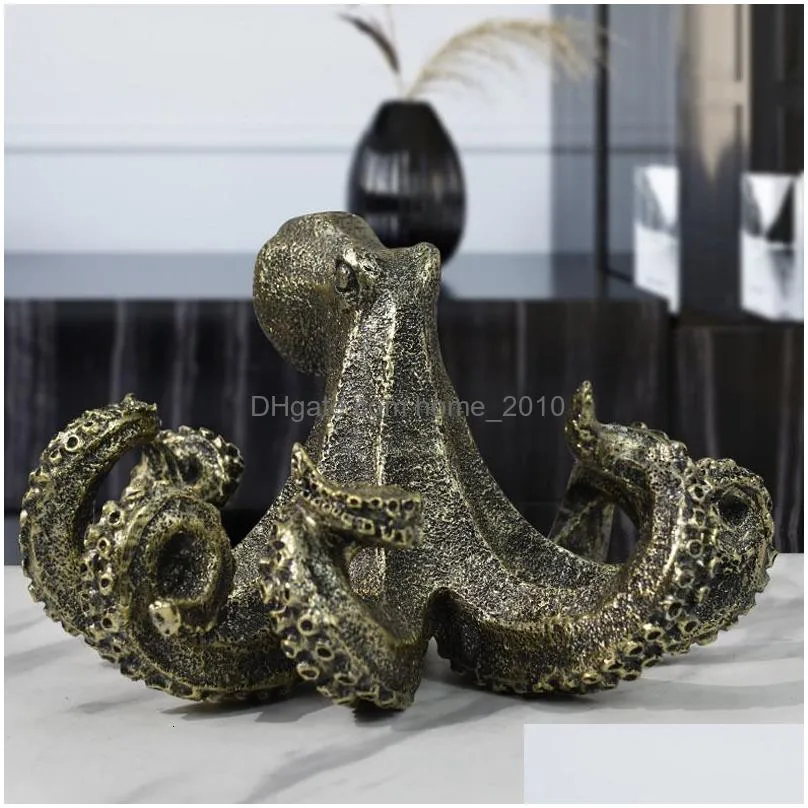 decorative objects figurines northeuins resin octopus pattern retro animal statue art decoration home office bedroom decoration accessories items gifts