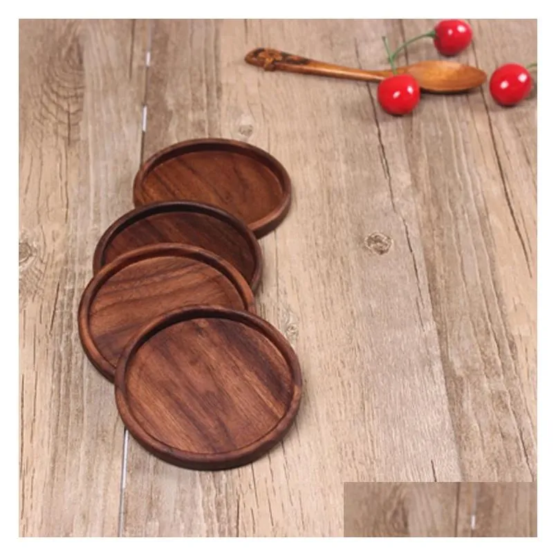 Wooden Coasters Black Walnut Cup Mat Bowl Pad Coffee Tea Cup Mats Dinner Plates Kitchen Home Bar Tools
