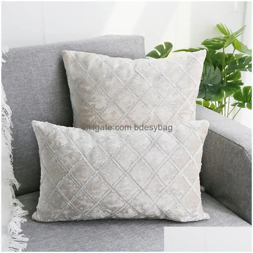 Cushion/Decorative Pillow Pillow Handmade Er Case Ers Home Living Room Decoration Throw White Sofa Nordic Ribbon Embroidery 50X30 45X4 Dhi1L