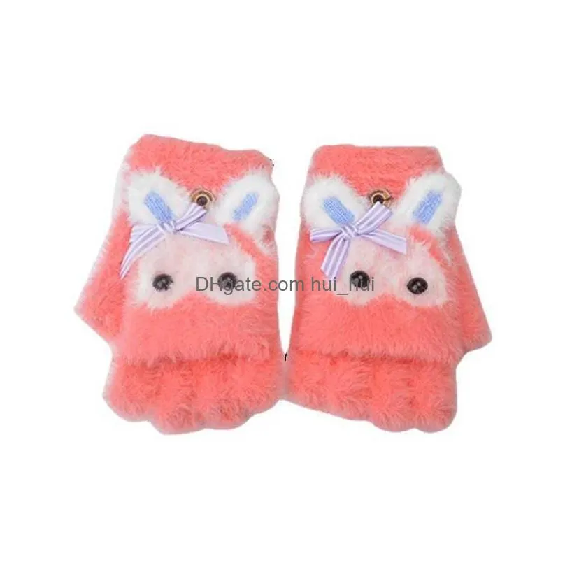 fingerless gloves childrens gloves half-finger flip boys and girls in winter keep warm and cute children write five fingers. l221020