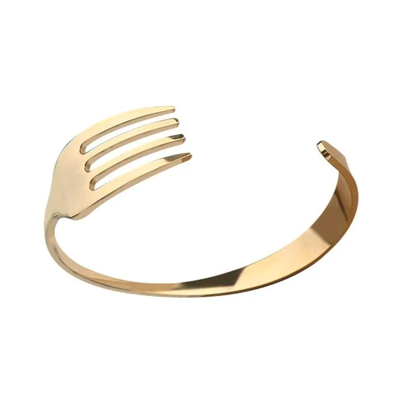 Bangle Stainless Steel C Type Bangle Knife And Fork Cuff Bracelets Fashion Adjustable Bangles Jewelry Drop Delivery Jewelry Bracelets Dh4Fs