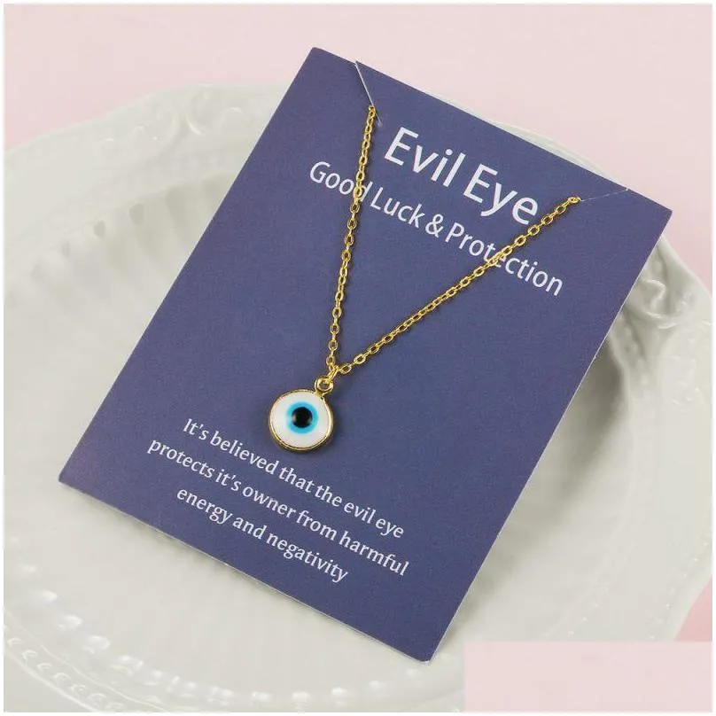 Pendant Necklaces Evil Eye Necklace With Card Turkish Blue Eyes Pendant Necklaces For Women Men Good Luck Fashion Jewelry Drop Deliver Dh5J9