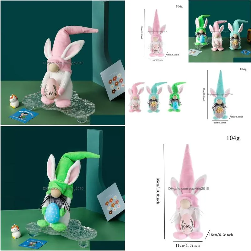 Party Favor Festive Easter Rabbit Gnome Ornament Bunny Gonk Plush Faceless Doll Toys Spring Decoration For Desktop Kids Drop Delivery Otlsh