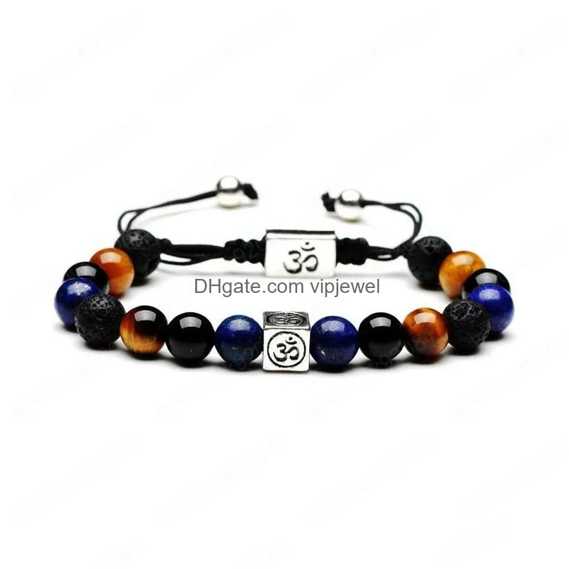 yoga braided rope bracelet natural stone lava rock beads bracelets womens handmade beaded bangle craft jewelry