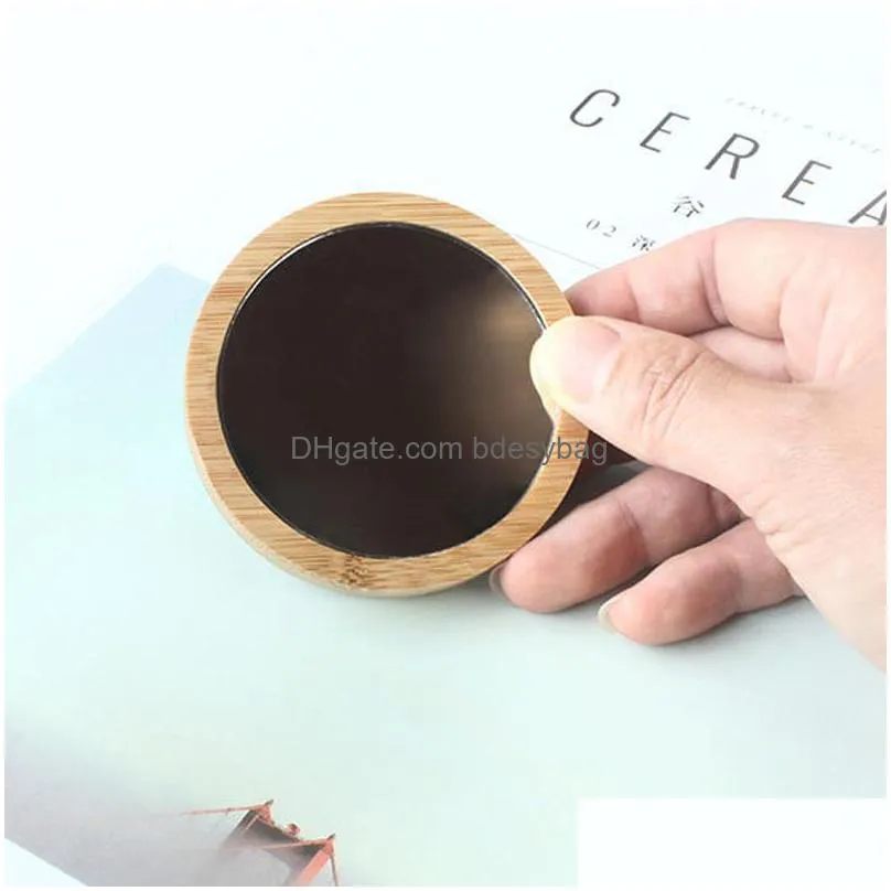 bamboo cosmetic mirror round portable mirror elm makeup mirror student portable makeup small princess mirrors your logo lx2982