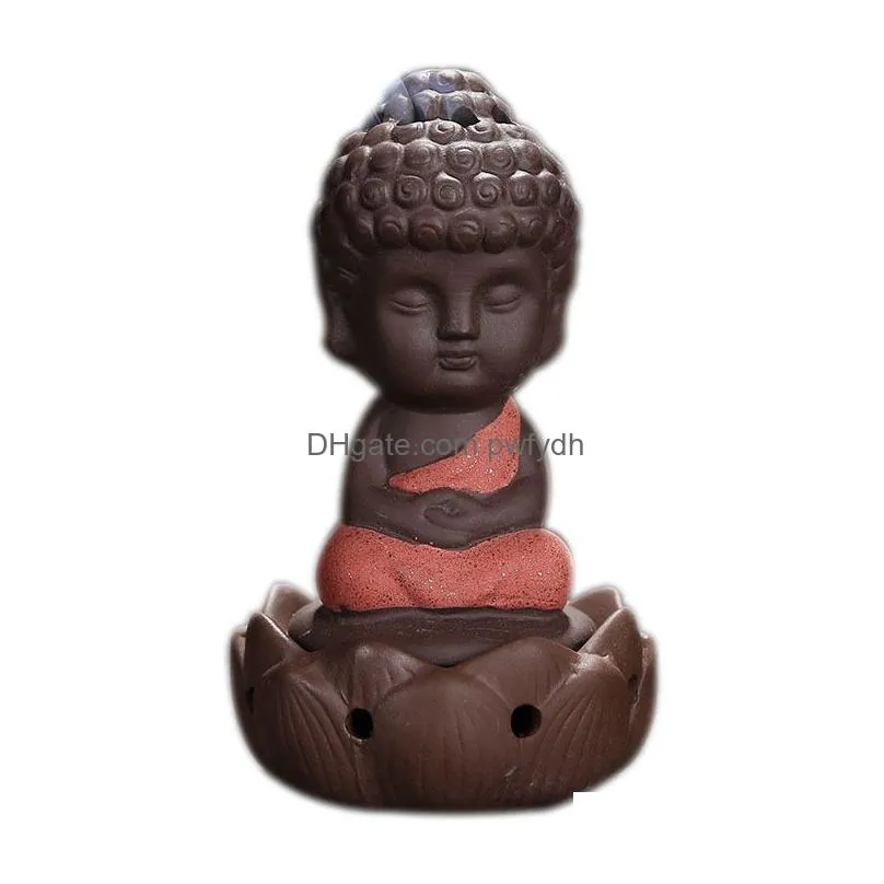little monk censer thurible decorative gifts ceramic purple sand buddha incense burner for home decor arts and crafts
