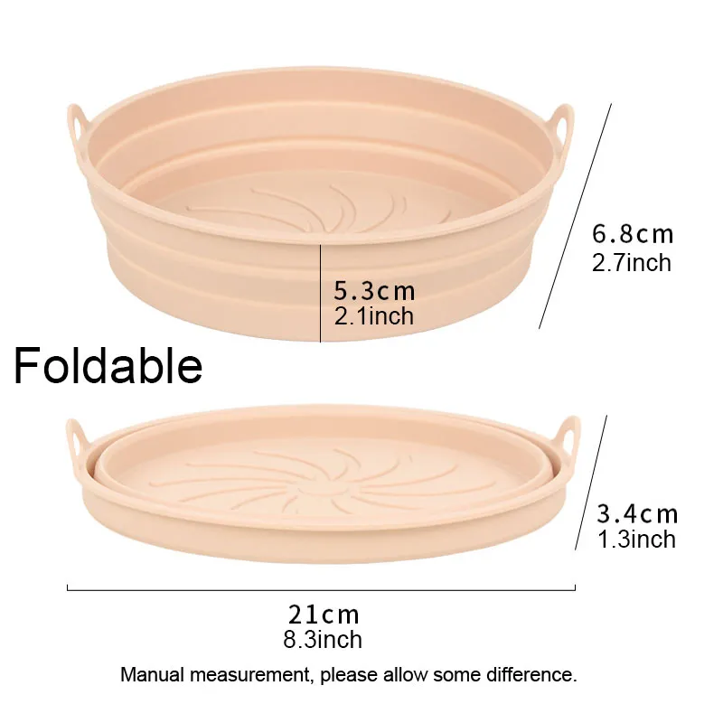 Foldable Reusable Air Fryer Silicone Liners Pot Basket Bowl Pan Folding Oven Tray Food Safe Non Stick Baking Tray W0003