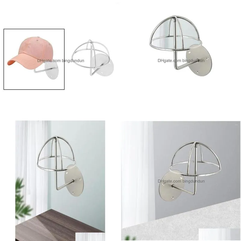 Hooks & Rails Hooks Entryway Wall Mounted Wire Stainless Steel Hat Wig Hanger Stand Display Rack1822078 Drop Delivery Home Garden Hous Dhn48