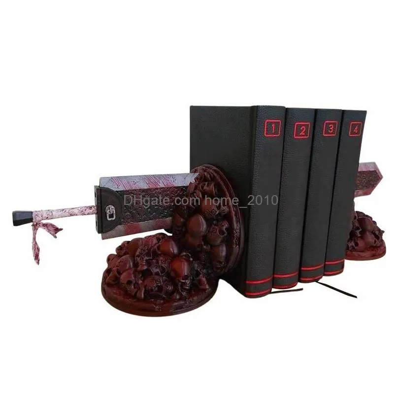 dragon slayers furious bookend berserk bookends sword bookshelf resin book nook insert kits ornament desktop artwork home decor 220811