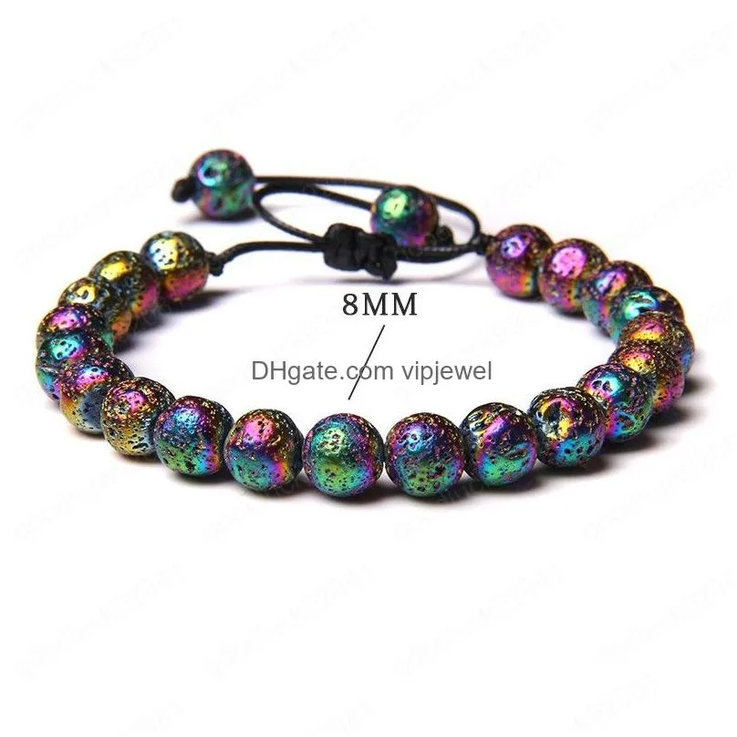 colors natural round agates crystal stone bead adjustable rope length braided bracelet for men women gifts