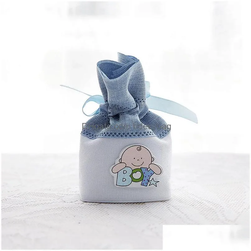 6x4x10cm cute baby boy girl drawstring pouch candy bags gift packaging bag baby shower party favor holder za4421