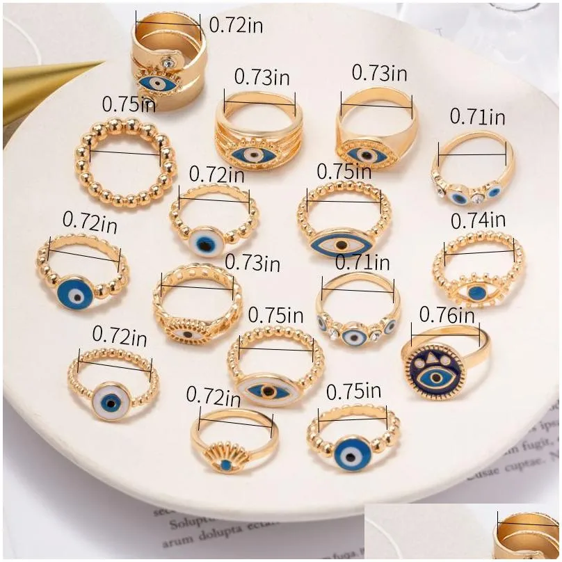 womens finger ring bohemian evil eye jewelry fashion goldplated band rings open ring female for women