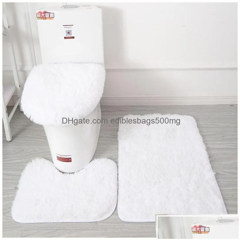 bath mats solid color bathroom mat set fluffy hairs carpets modern toilet lid er rugs kit 3pcs/set rec 50x80 50x40 45x50cm 843 d3 dr