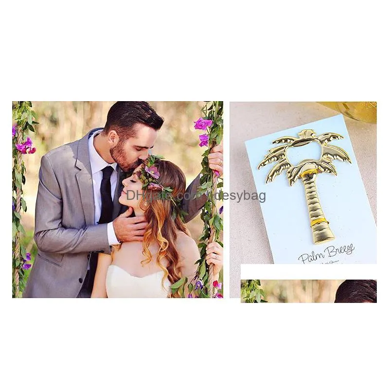 gold palm tree bottle opener coconut tree beer opener wedding favors gift party decoration shipping wa2030