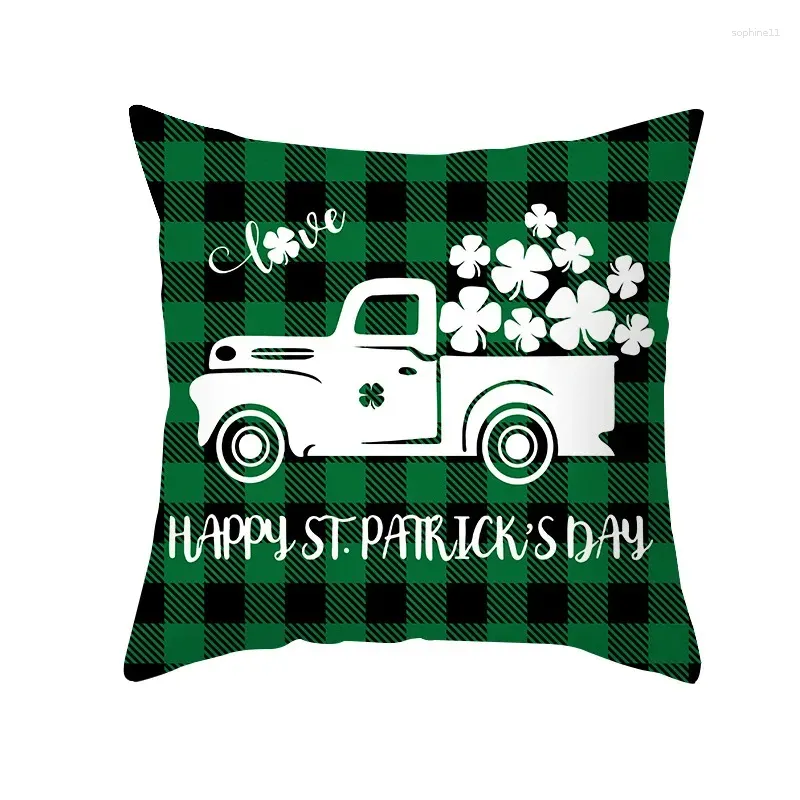 Pillow Case Pillow Case Irish Holiday Party Plaid Sofa Cushion Er St. Patricks Day Peach Skin Printing For Home Decoration Drop Delive Dhoxb