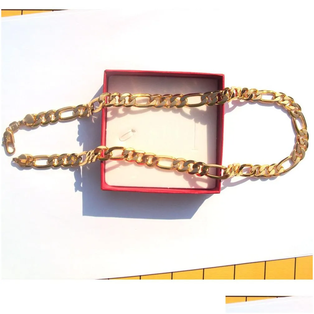 18 k solid gold authentic finish stamped 10mm fine figaro chain necklac