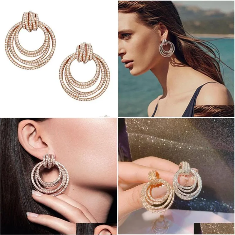 luxury dangle earring micro pave aaaaa zircon 925 sterling silver fine party wedding drop earrings for women bridal jewelry gift
