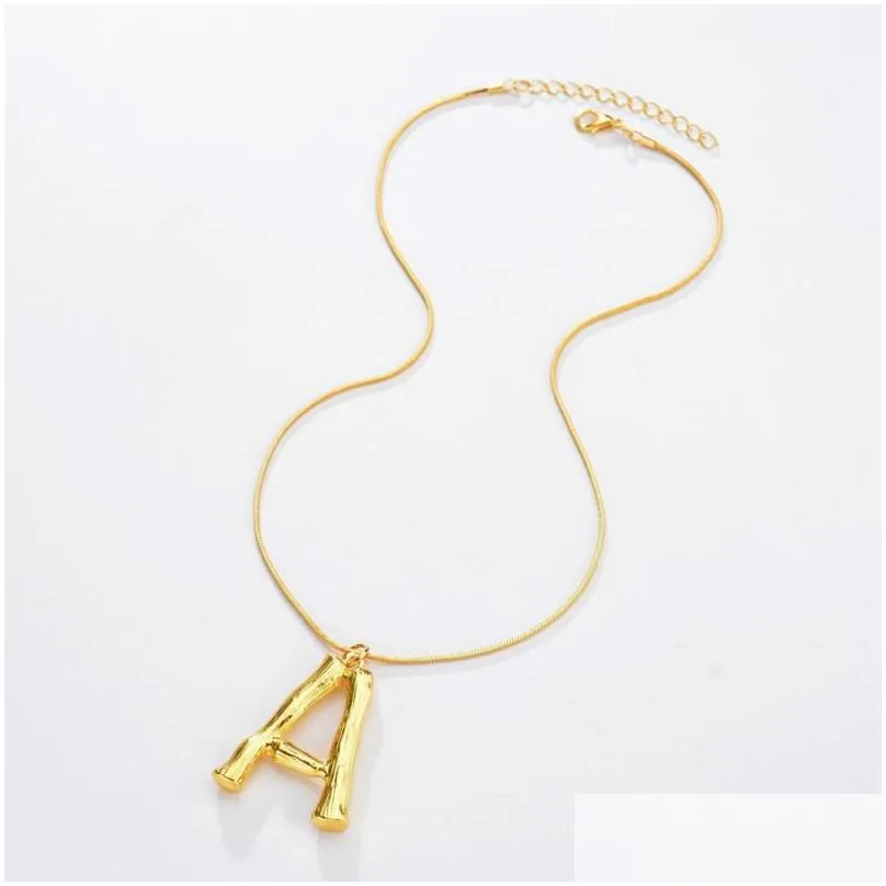 Pendant Necklaces 26 English Letters Pendant Necklaces Gold Plated Hyperbole Uppercase Alphabet Necklace Fashion Jewelry Drop Delivery Dhaml