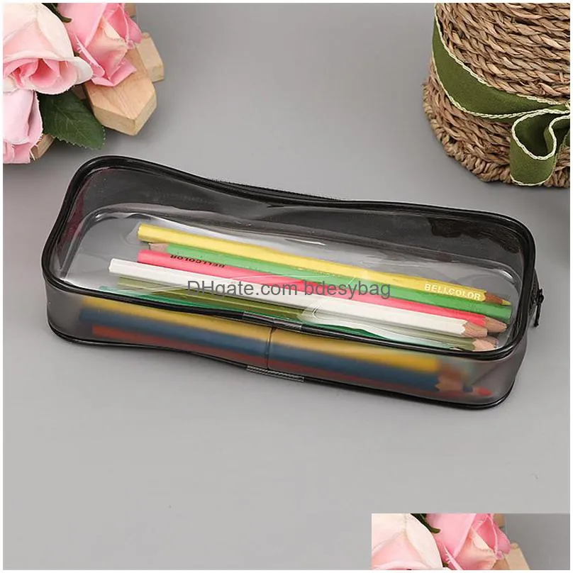 clear pvc pen pencil case with zipper for school office stationery portable transparent pencil bag makeup pouch lx2681