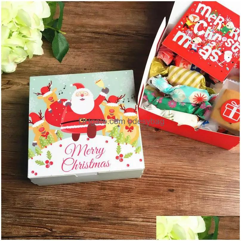 christmas santa claus cake cookie gift kraft paper box gingerbread chocolate snacks sweet candy party packing za4955