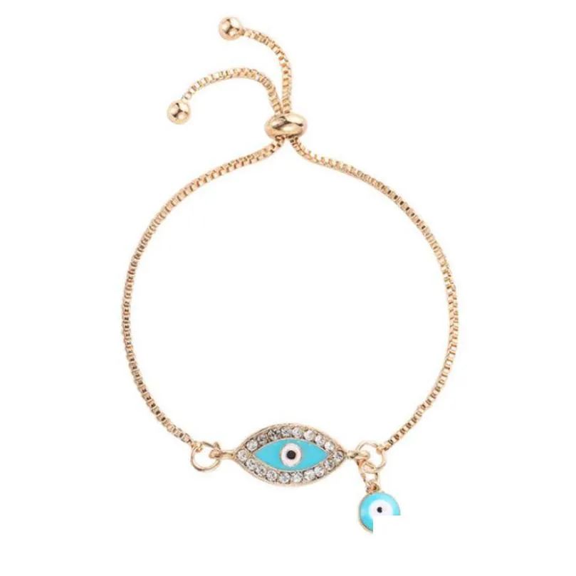 Chain Evil Eye Adjustable Chain Bracelets Blue Eyes Charm Bracelet Bohemian Jewelry Drop Delivery Jewelry Bracelets Dhpqs
