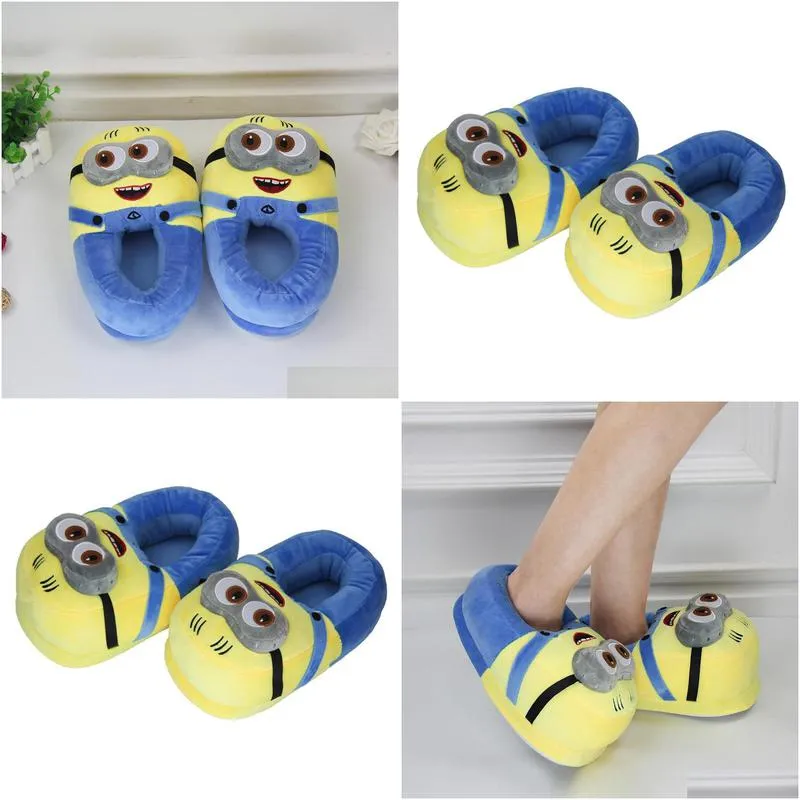 anime slippers indoor slippers slippers y200706 cute cartoon cute minion plush winter home for adults women men